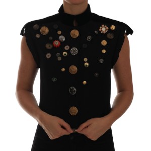 Dolce & Gabbana Schwarze Weste im Militärstil mit Verzierungen