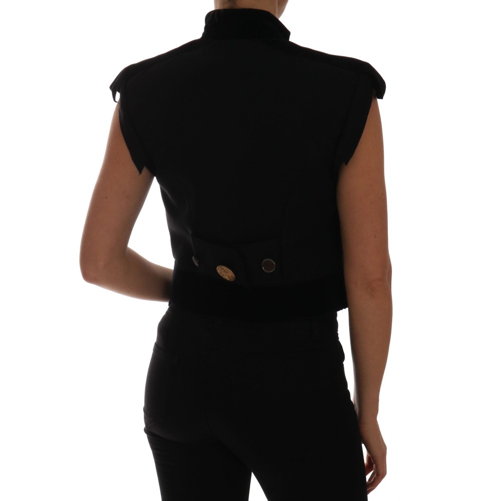 Dolce & Gabbana Schwarze Weste im Militärstil mit Verzierungen
