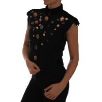 Dolce & Gabbana Schwarze Weste im Militärstil mit Verzierungen