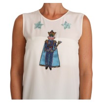 Dolce & Gabbana Verzaubertes ärmelloses Top aus Seide mit Pailletten