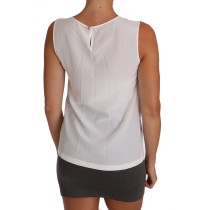 Dolce & Gabbana Elegantes ärmelloses weißes Seidenblusentop