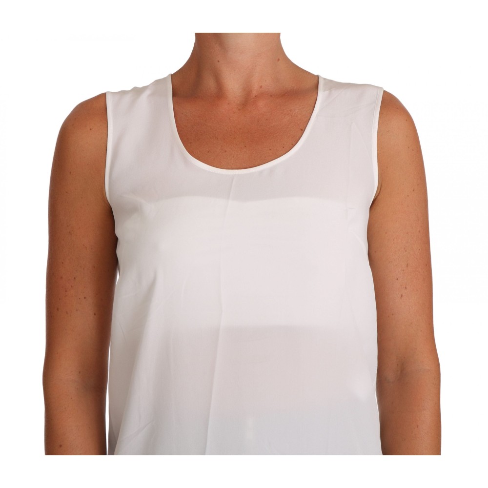 Dolce & Gabbana Elegantes ärmelloses weißes Seidenblusentop