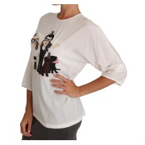Dolce & Gabbana Schickes Figur-Familien-Applikations-Seiden-Top