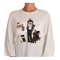 Dolce & Gabbana Schickes Figur-Familien-Applikations-Seiden-Top