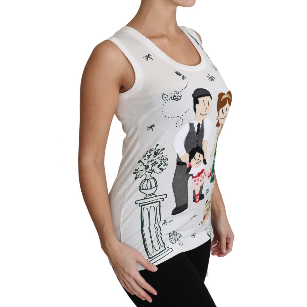 Dolce & Gabbana Elegantes Weißes ärmelloses Baumwoll-Seiden-Hemd