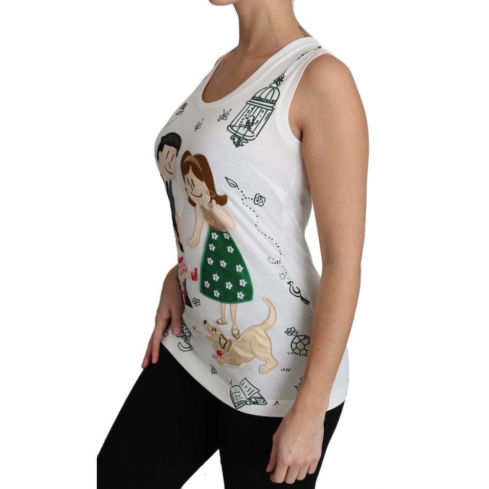 Dolce & Gabbana Elegantes Weißes ärmelloses Baumwoll-Seiden-Hemd