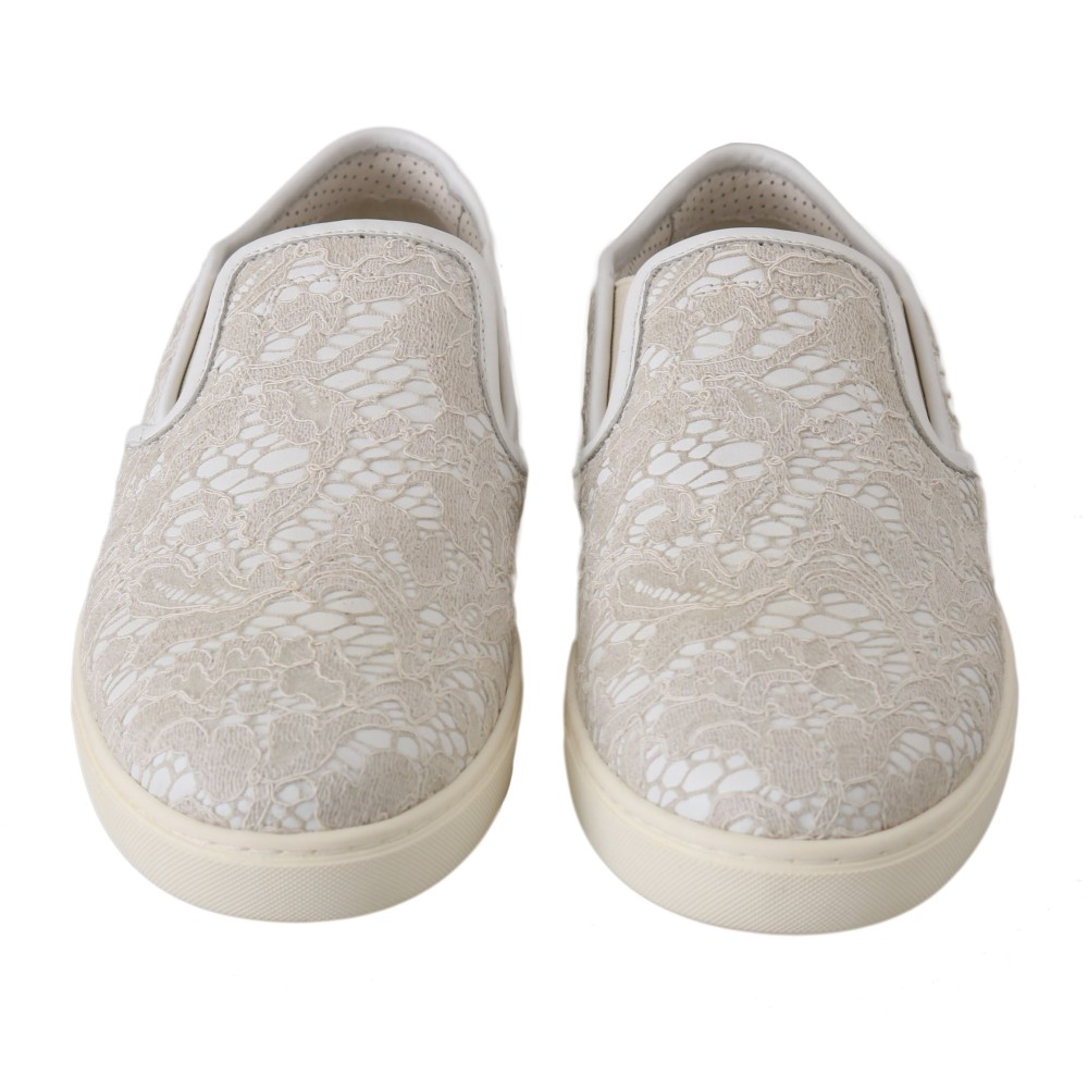 Dolce & Gabbana Elegante Off White Loafers für Damen