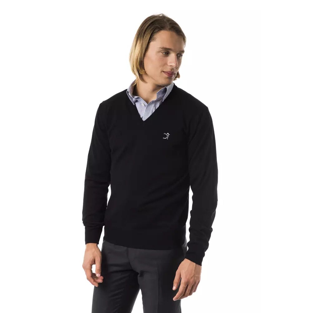 Uominitaliani Schwarzer Pullover aus Merinowolle für Männer
