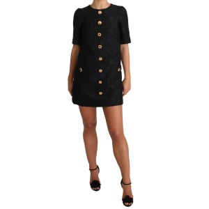 Dolce & Gabbana Elegantes Schwarzes Minikleid mit Knopfverzierung