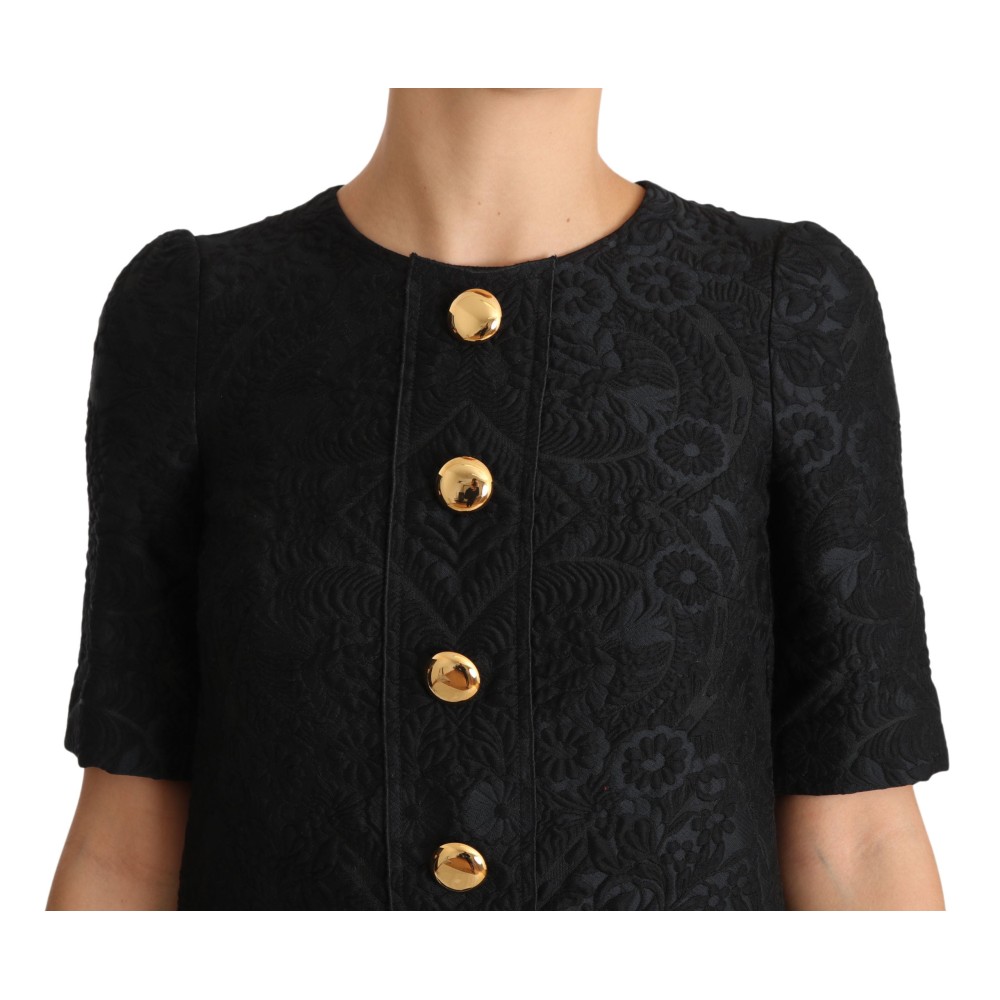 Dolce & Gabbana Elegantes Schwarzes Minikleid mit Knopfverzierung