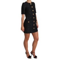 Dolce & Gabbana Elegantes Schwarzes Minikleid mit Knopfverzierung
