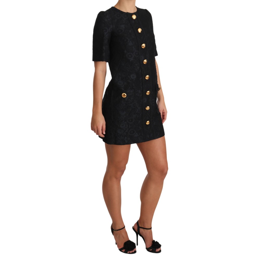 Dolce & Gabbana Elegantes Schwarzes Minikleid mit Knopfverzierung