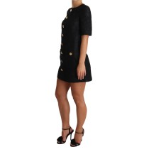Dolce & Gabbana Elegantes Schwarzes Minikleid mit Knopfverzierung