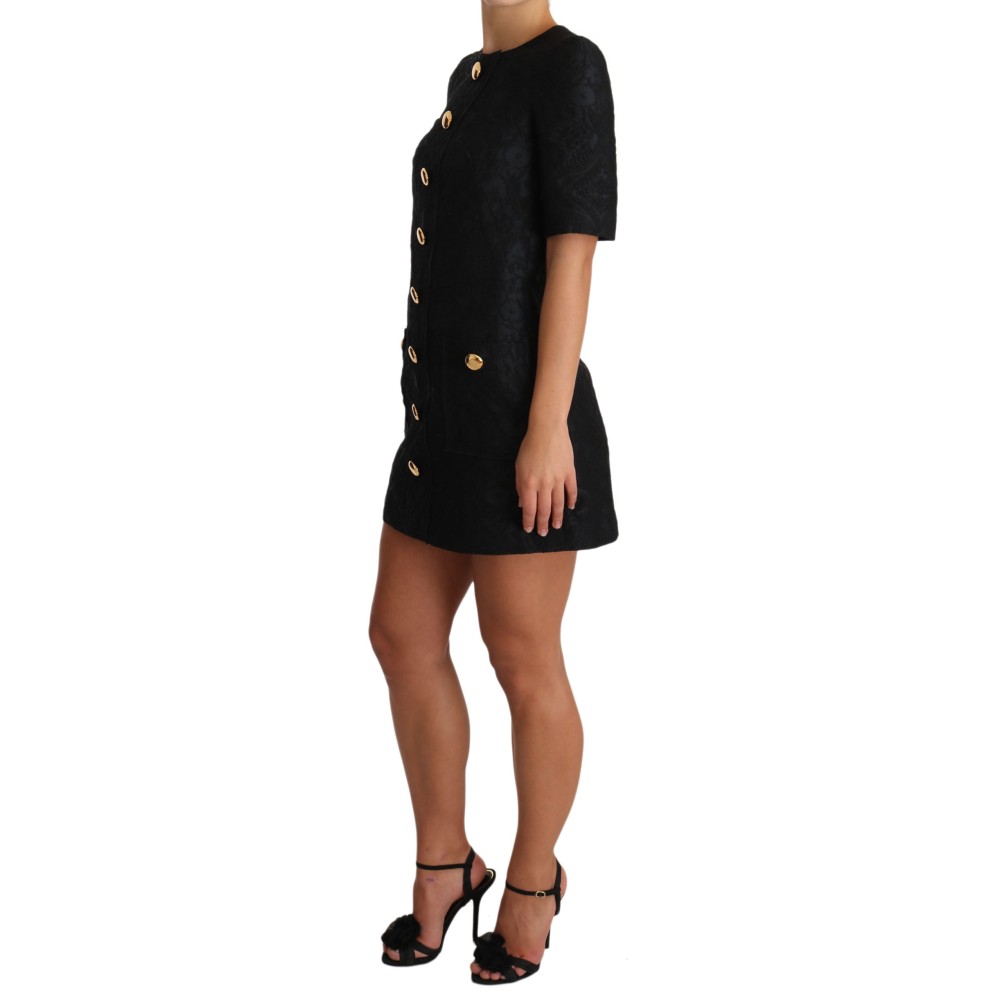 Dolce & Gabbana Elegantes Schwarzes Minikleid mit Knopfverzierung