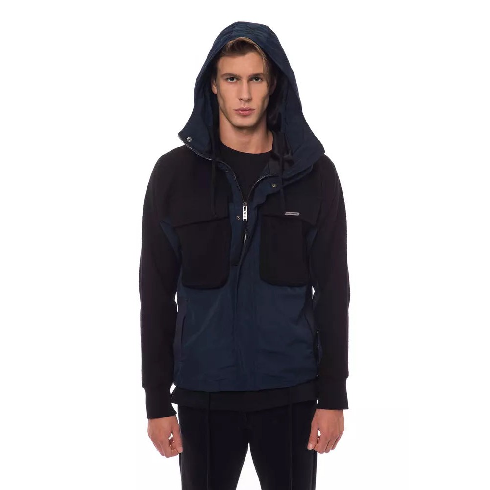 Nicolo Tonetto Schwarze Herrenwolljacke mit Kapuze