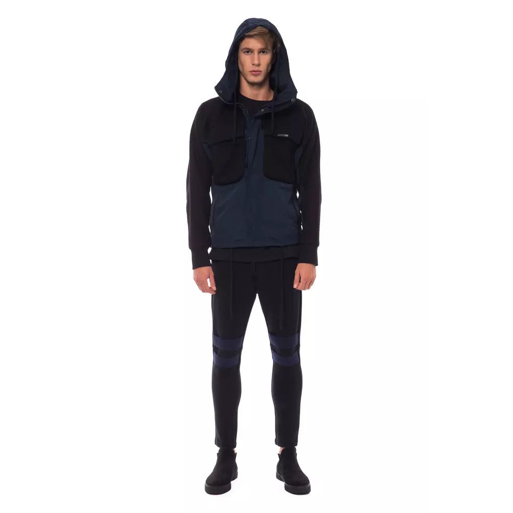 Nicolo Tonetto Schwarze Herrenwolljacke mit Kapuze