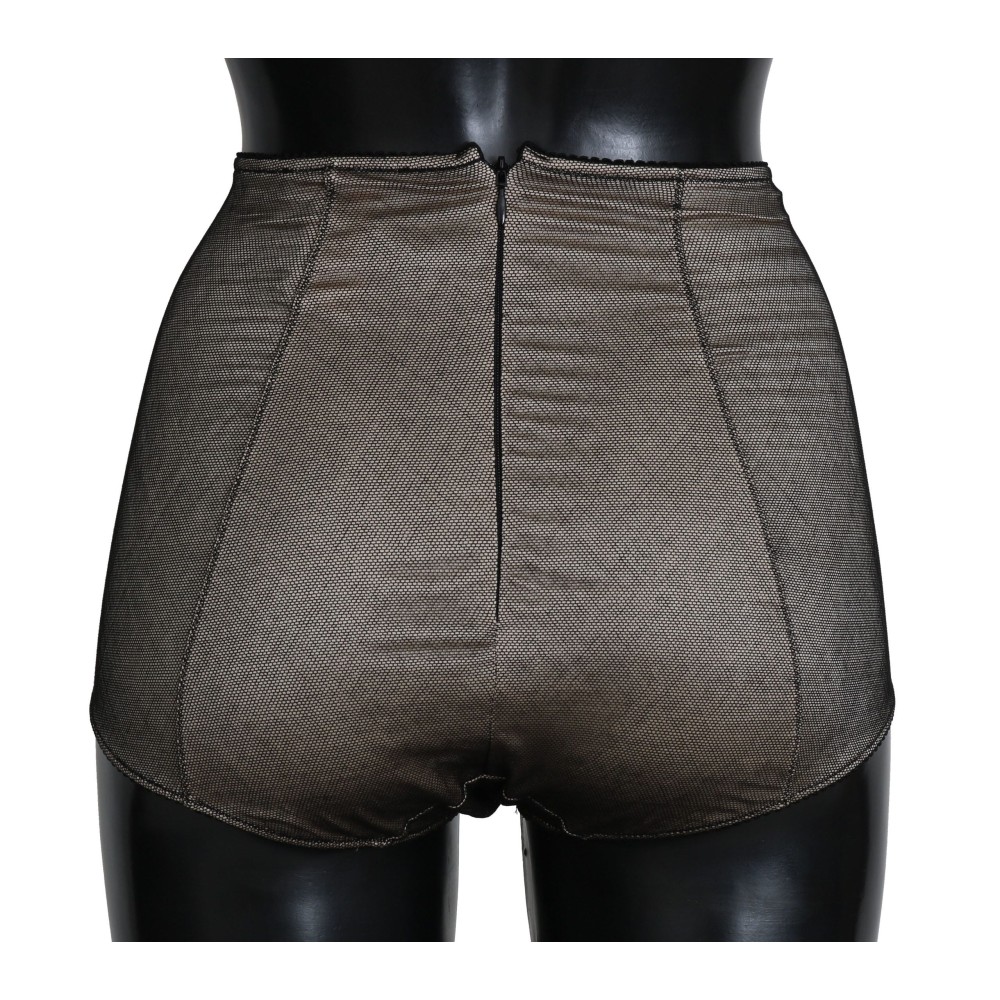 Dolce & Gabbana Beige Schwarz Netz Baumwollmischung Chic Unterwäsche