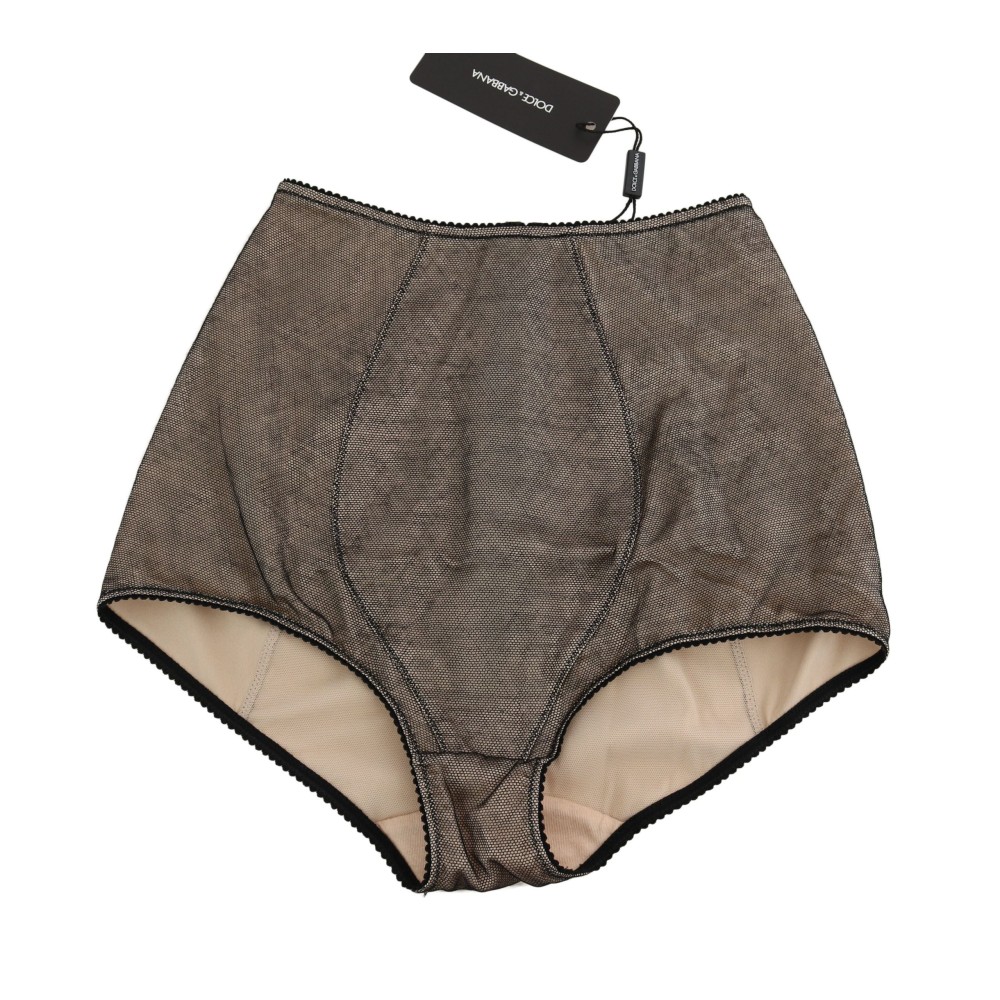 Dolce & Gabbana Beige Schwarz Netz Baumwollmischung Chic Unterwäsche