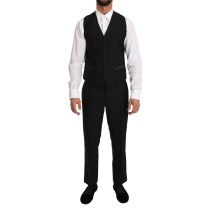 Dolce & Gabbana Schlichte Schwarze Slim Fit Weste für formelle Anlässe