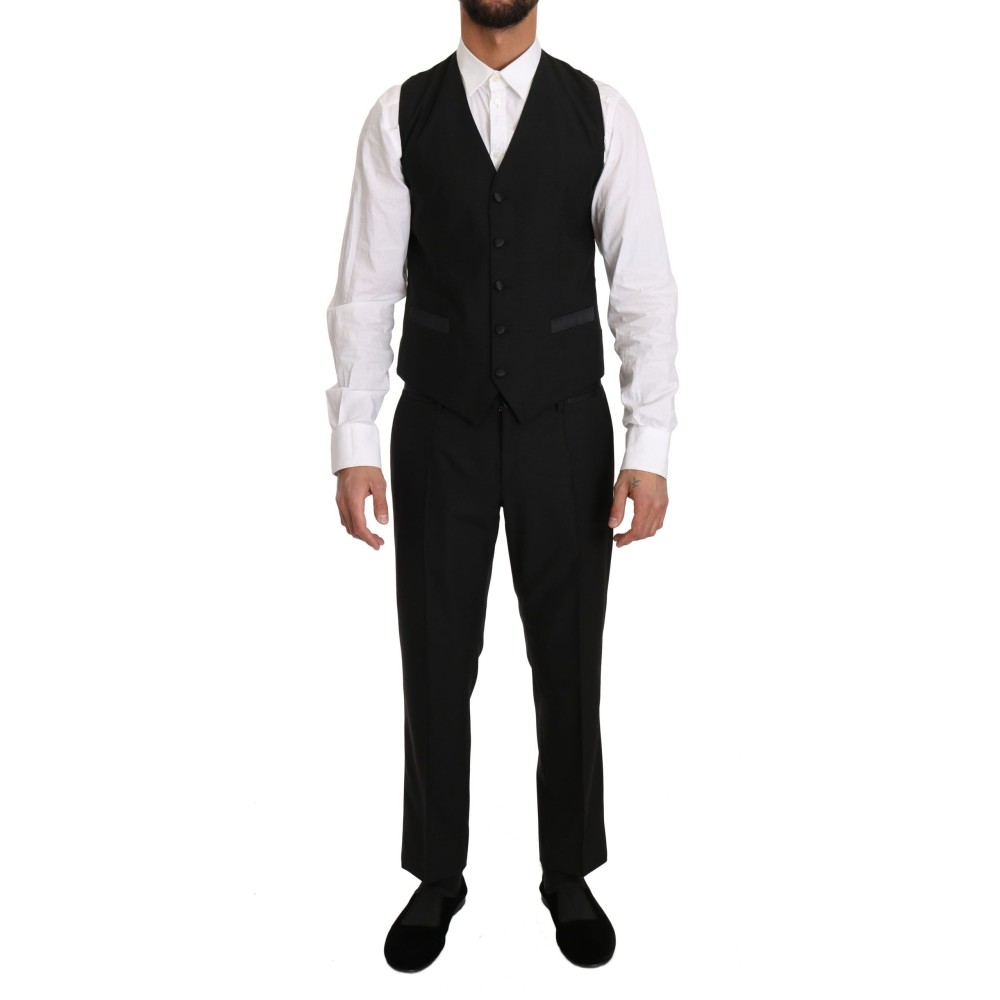 Dolce & Gabbana Schlichte Schwarze Slim Fit Weste für formelle Anlässe