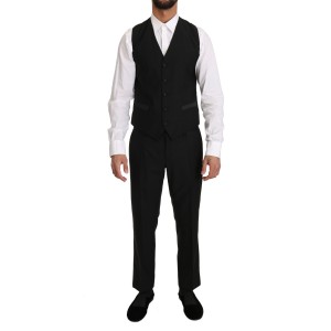 Dolce & Gabbana Schlichte Schwarze Slim Fit Weste für formelle Anlässe