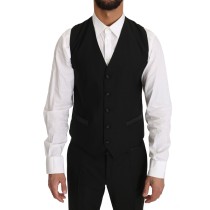 Dolce & Gabbana Schlichte Schwarze Slim Fit Weste für formelle Anlässe