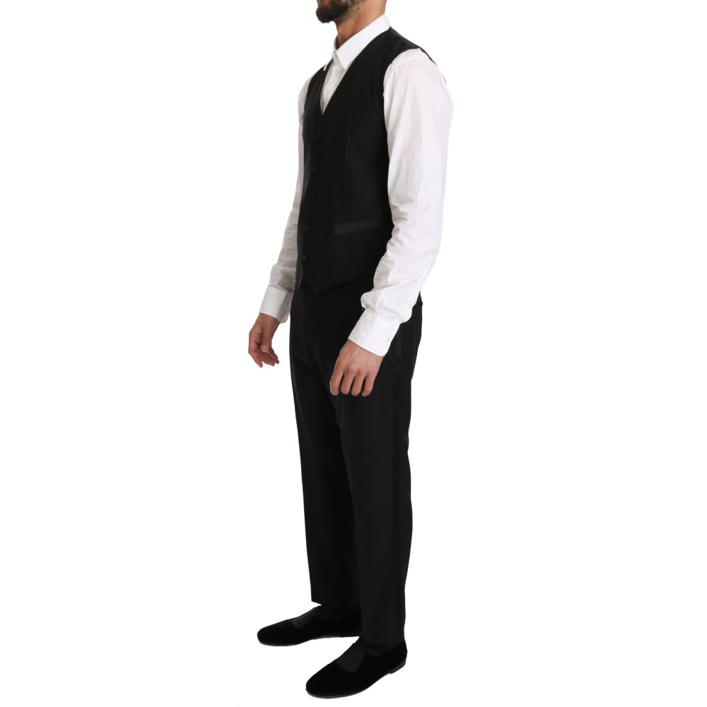 Dolce & Gabbana Schlichte Schwarze Slim Fit Weste für formelle Anlässe