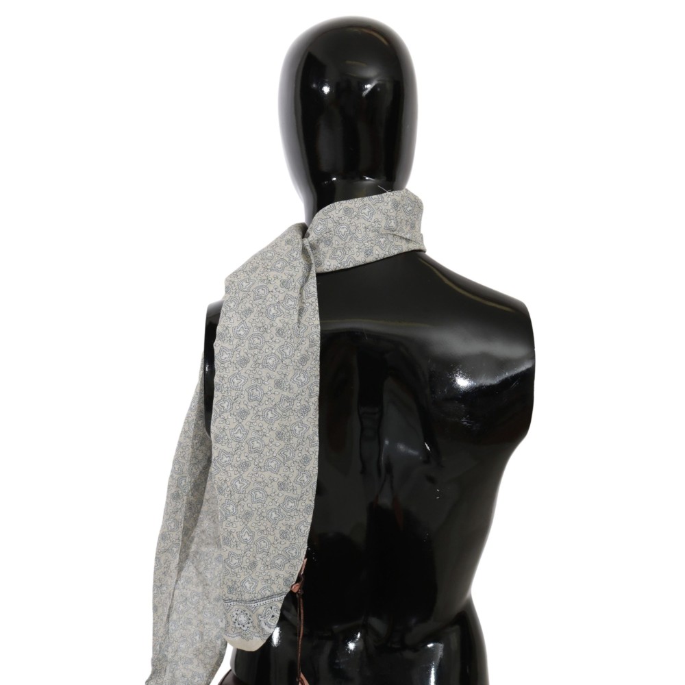 Ermanno Scervino Schicker Baumwollschal in Beige & Blau mit Fantasieprint