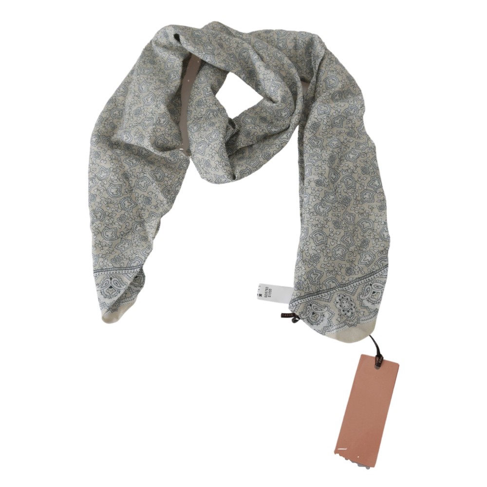 Ermanno Scervino Schicker Baumwollschal in Beige & Blau mit Fantasieprint