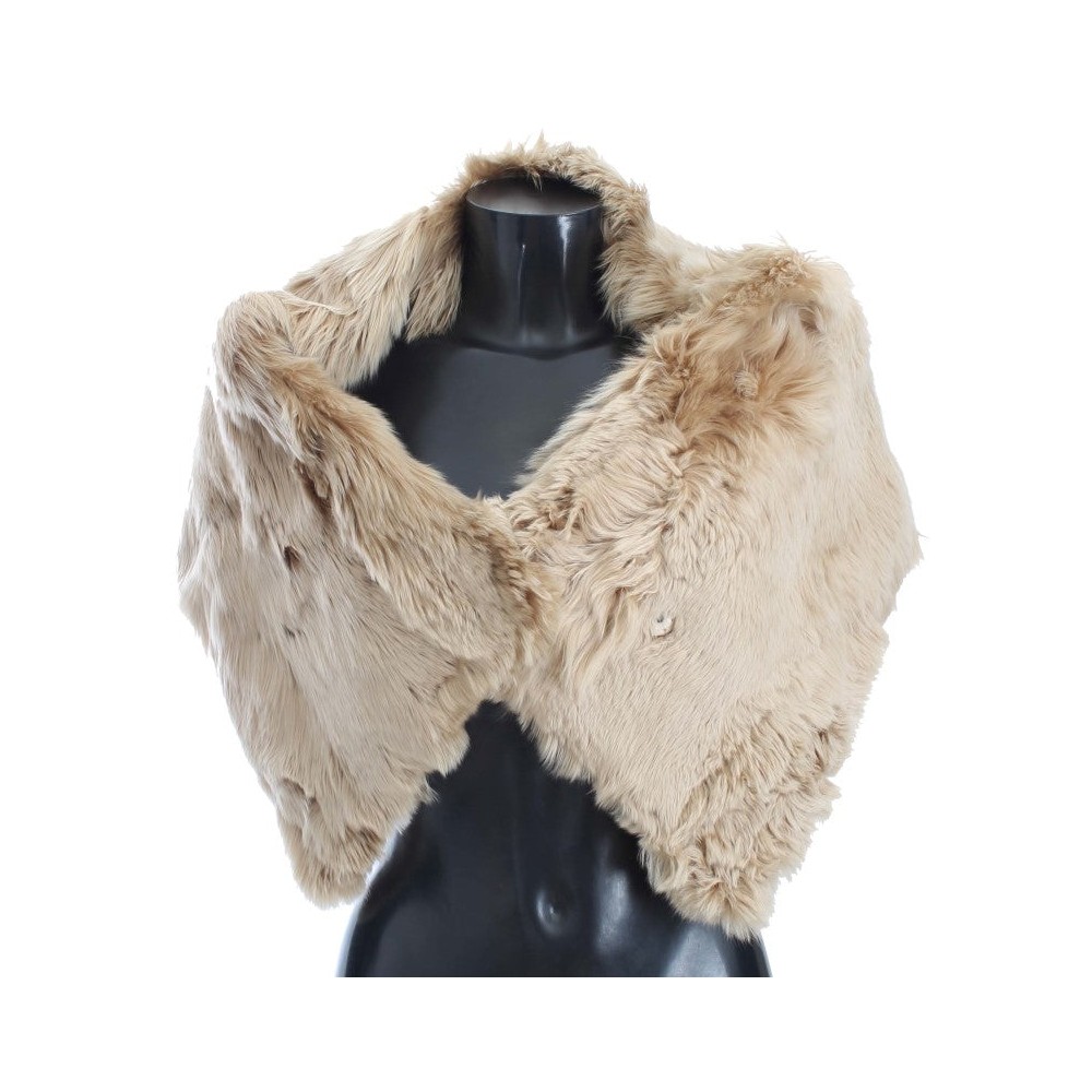 Dolce & Gabbana Elegantes Umhängetuch aus Alpakafell in Beige