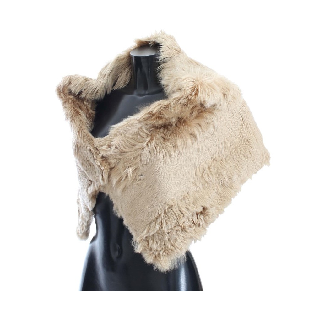 Dolce & Gabbana Elegantes Umhängetuch aus Alpakafell in Beige