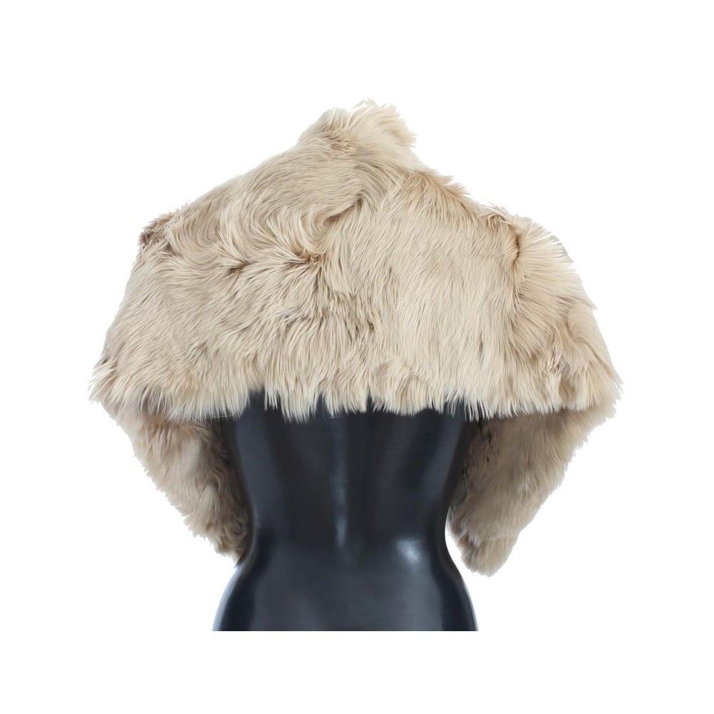 Dolce & Gabbana Elegantes Umhängetuch aus Alpakafell in Beige