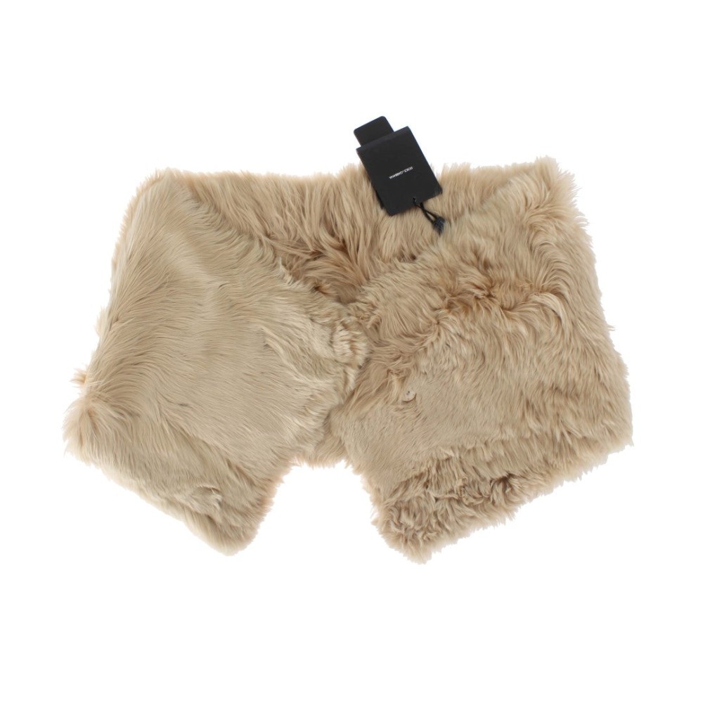 Dolce & Gabbana Elegantes Umhängetuch aus Alpakafell in Beige