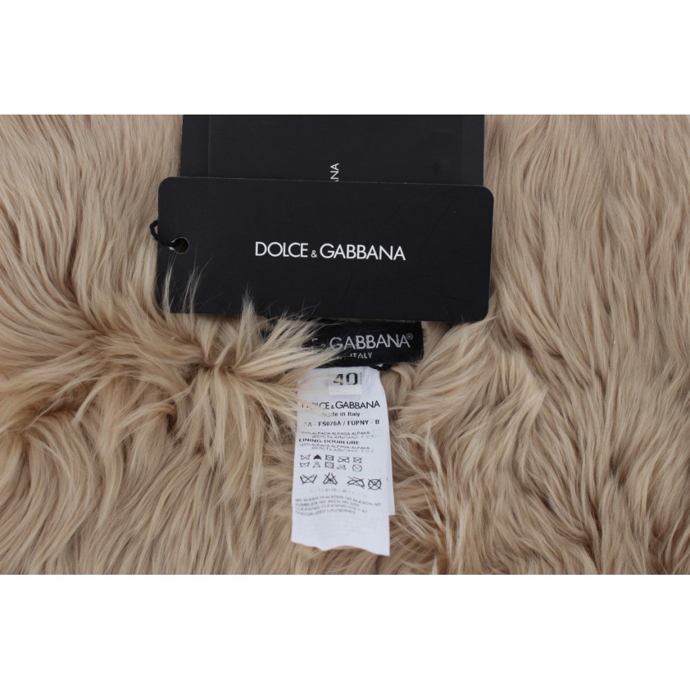 Dolce & Gabbana Elegantes Umhängetuch aus Alpakafell in Beige