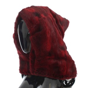 Dolce & Gabbana Luxuriöser Bordeaux Pelz Kapuzenschal Wrap