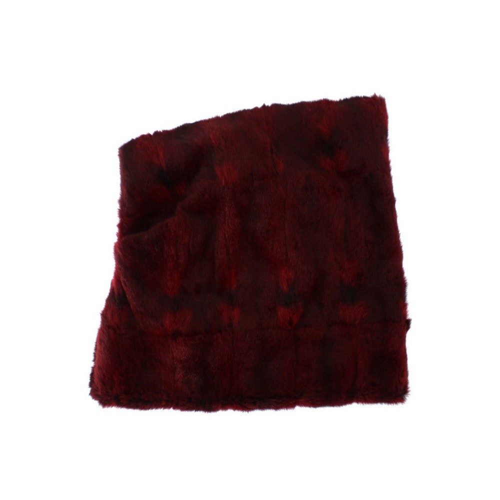 Dolce & Gabbana Luxuriöser Bordeaux Pelz Kapuzenschal Wrap