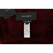 Dolce & Gabbana Luxuriöser Bordeaux Pelz Kapuzenschal Wrap