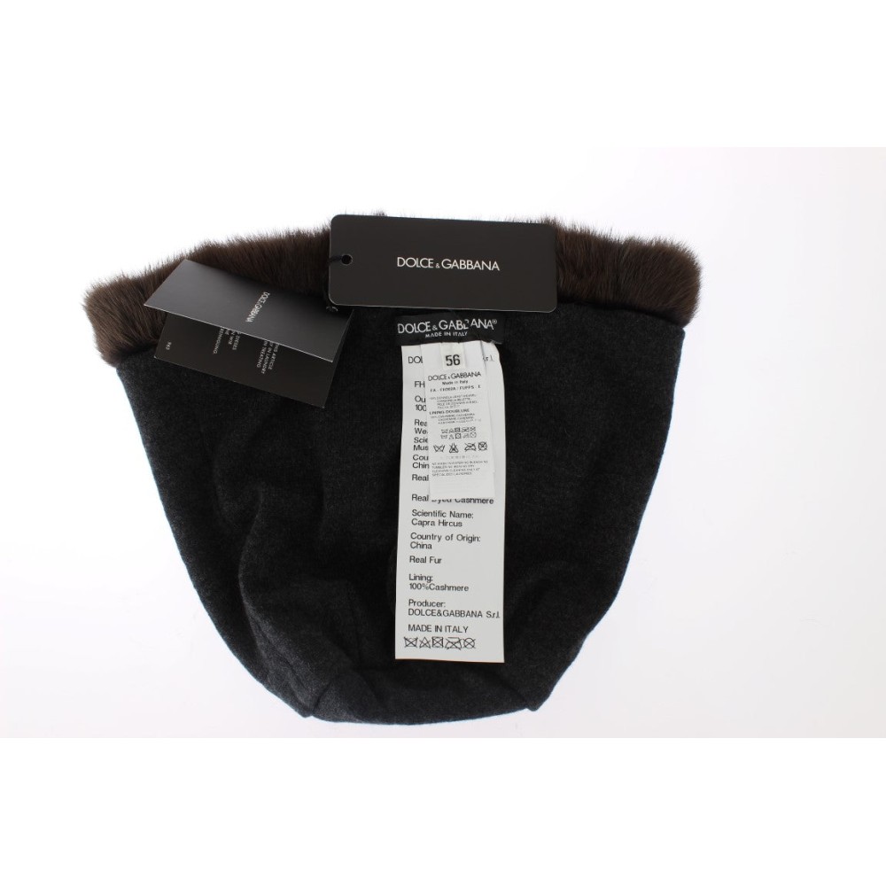 Dolce & Gabbana Luxuriöse braune Wieselpelz-Mütze