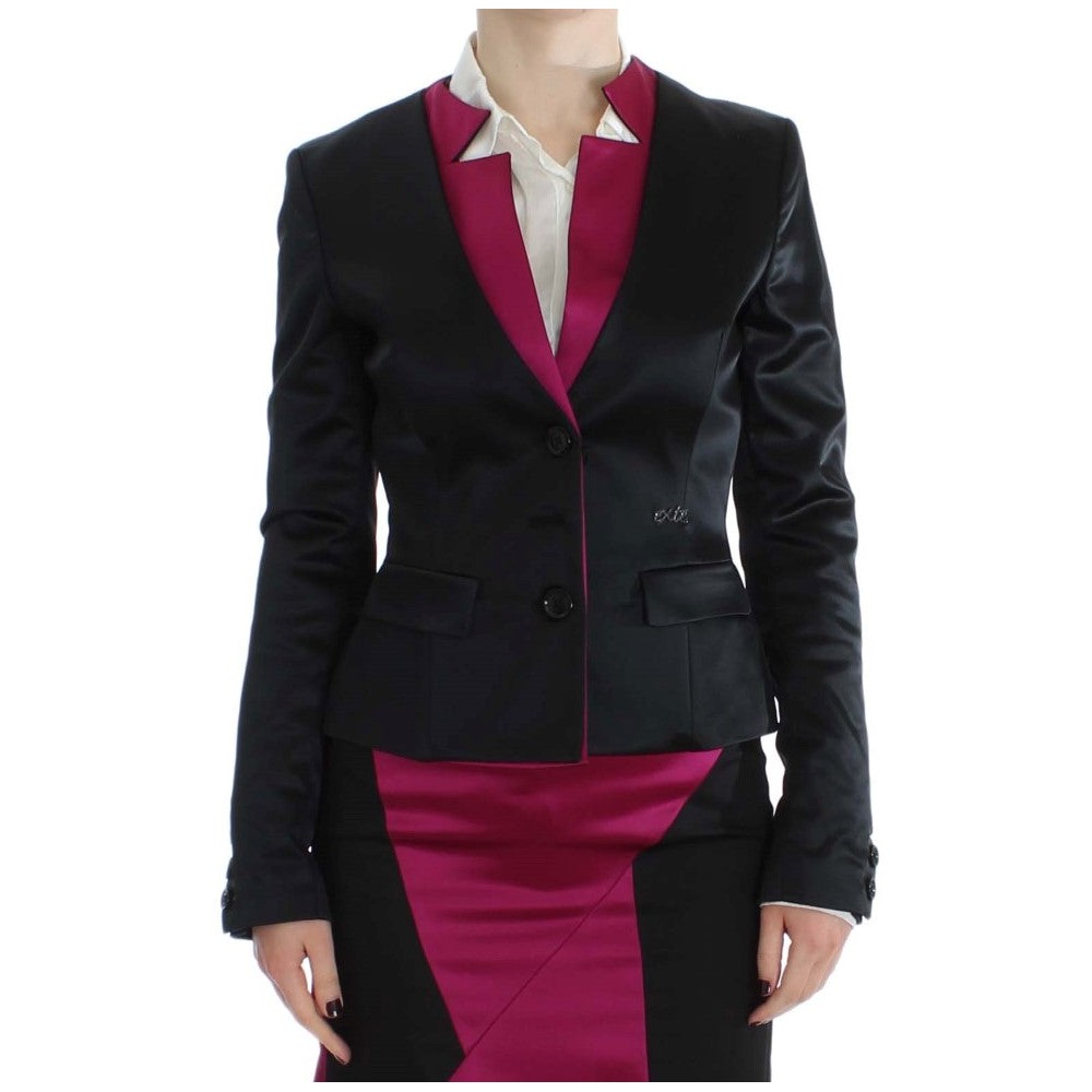 Exte Schicker schwarz-rosa einreihiger Blazer