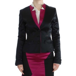 Exte Schicker schwarz-rosa einreihiger Blazer