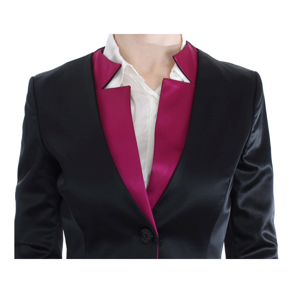 Exte Schicker schwarz-rosa einreihiger Blazer