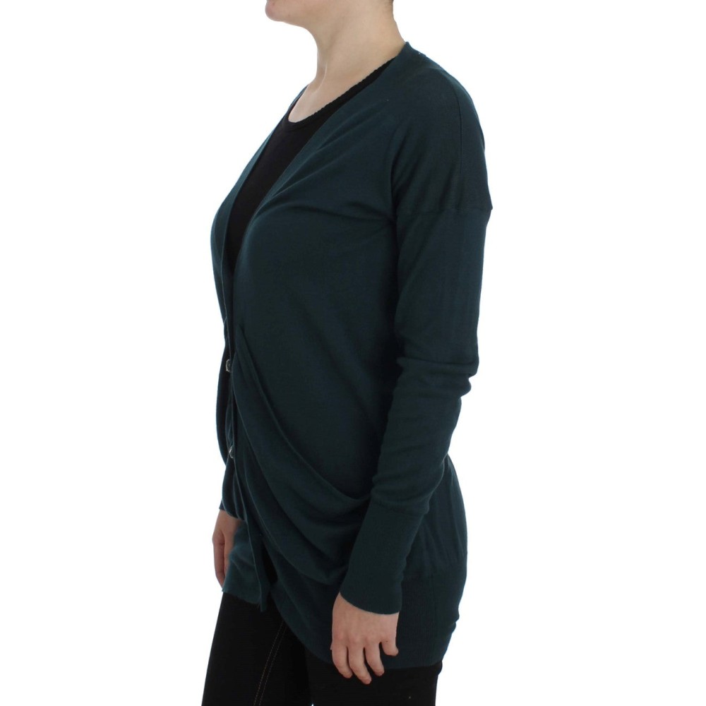 PINK MEMORIES Elegante grüne Strickjacke aus Baumwolle