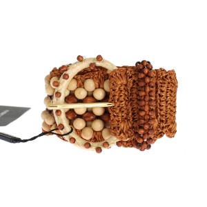 Dolce & Gabbana Eleganter Raffia-Taillengürtel mit Perlen