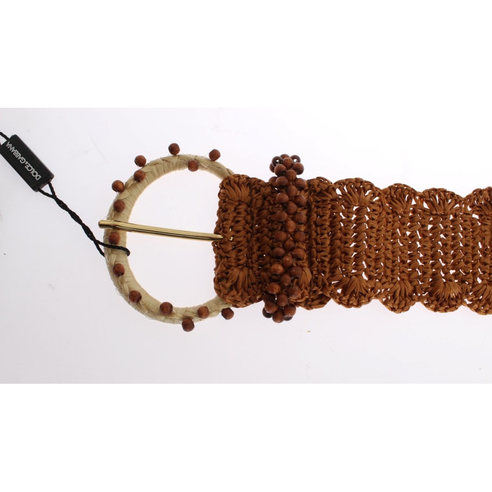 Dolce & Gabbana Eleganter Raffia-Taillengürtel mit Perlen