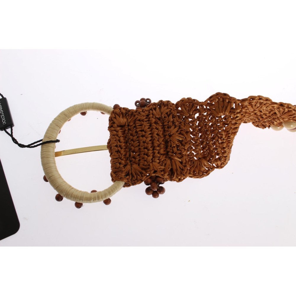 Dolce & Gabbana Eleganter Raffia-Taillengürtel mit Perlen
