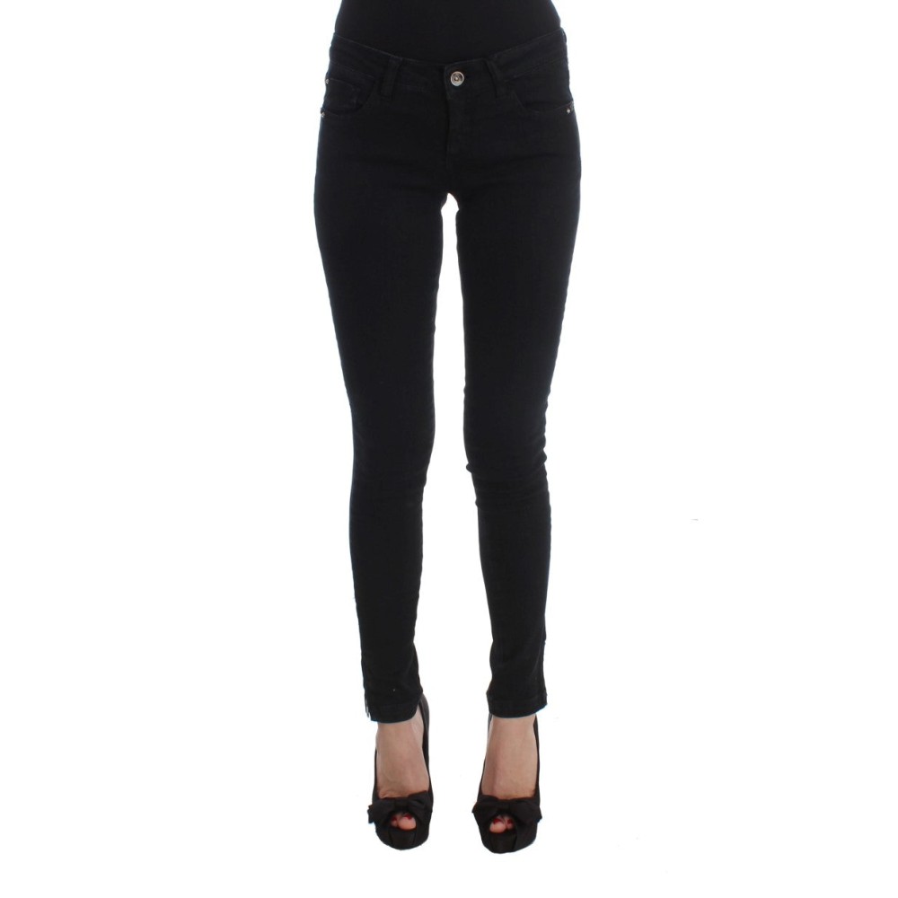Costume National Glatte schwarze Slim Fit Designer Jeans