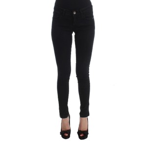 Costume National Glatte schwarze Slim Fit Designer Jeans