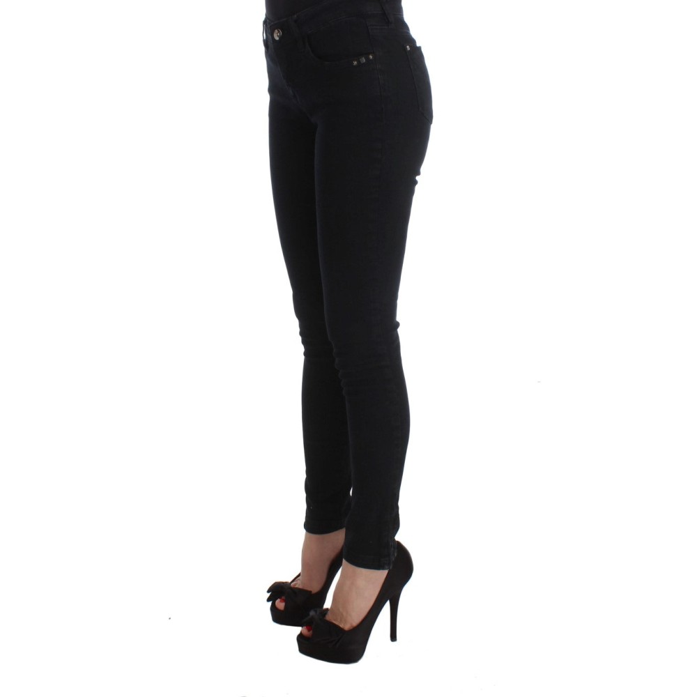 Costume National Glatte schwarze Slim Fit Designer Jeans