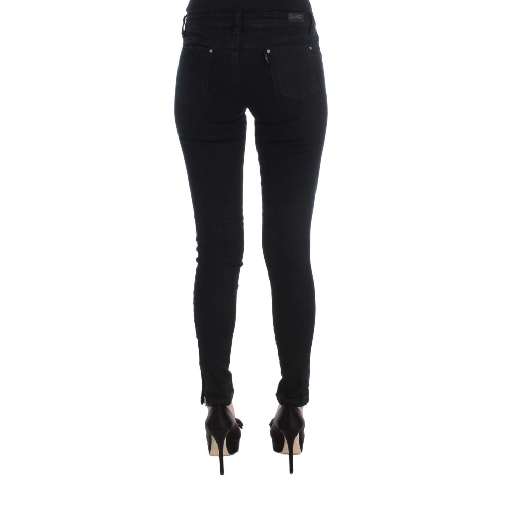Costume National Glatte schwarze Slim Fit Designer Jeans