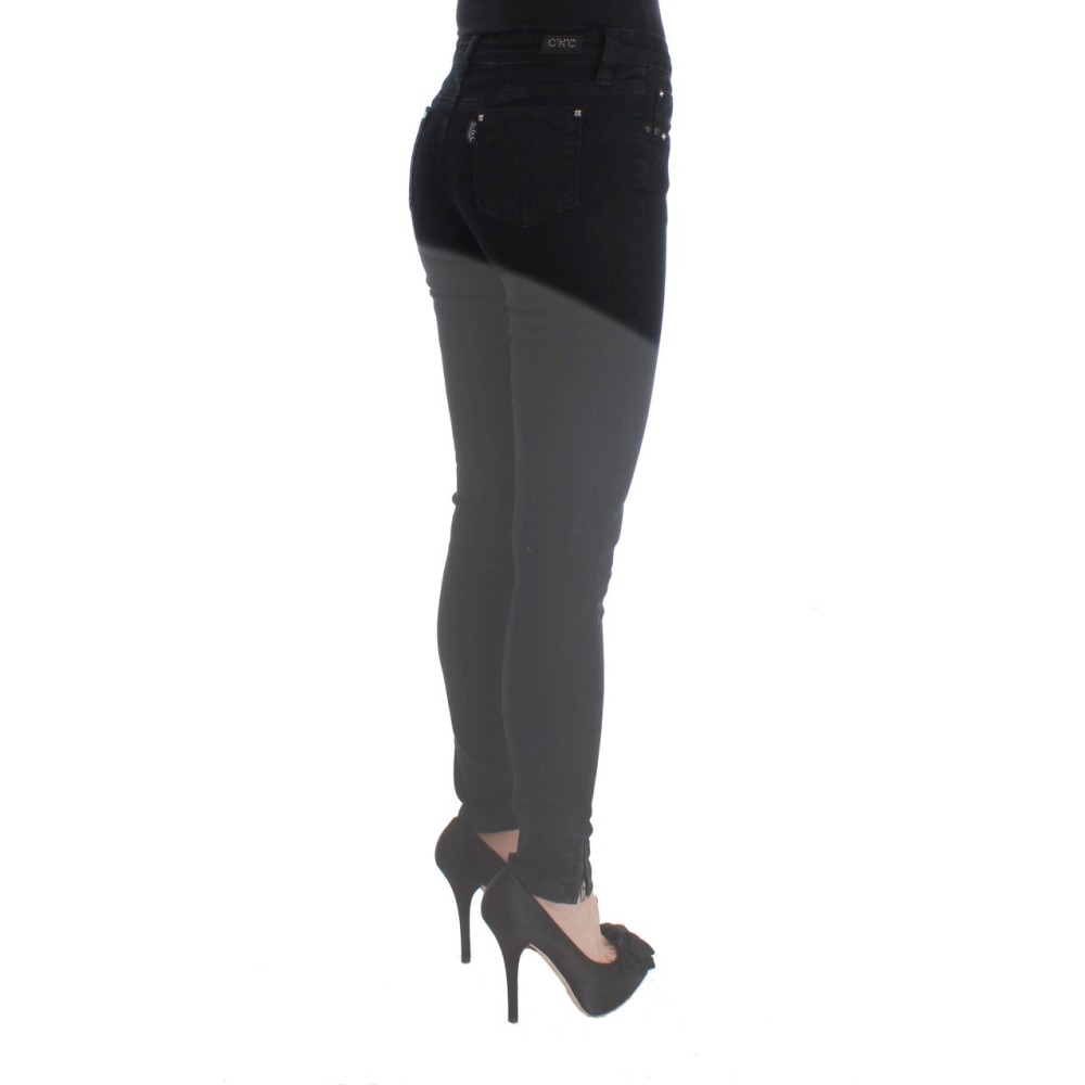 Costume National Glatte schwarze Slim Fit Designer Jeans